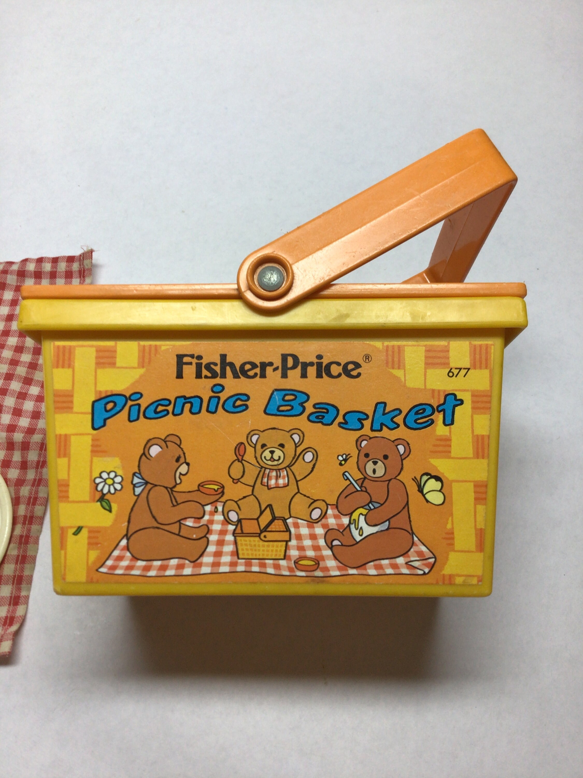 Fisherprice Picnic Basket With Plate, Spoon and Thermos Etsy