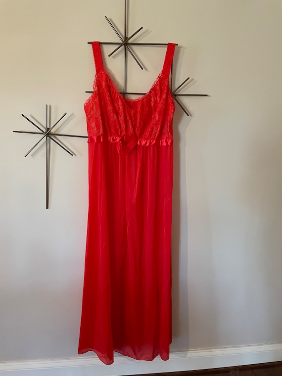 Nightgown Red Lace Vanity Fair Silky