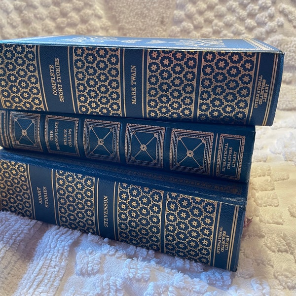 Collection of Three Vintage Books Decorative Green-Blue