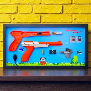 Framed Nintendo NES Zapper (Duck Hunt) Disassembled Controller Wall Art, Decor for Game Room