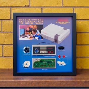 Framed Nintendo NES Controller (Super Mario themed) Disassembled Controller Wall Art
