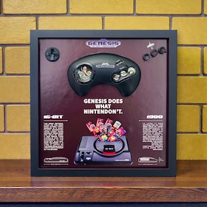 Framed Sega Genesis Disassembled Controller Wall Art, Decor for Game Room