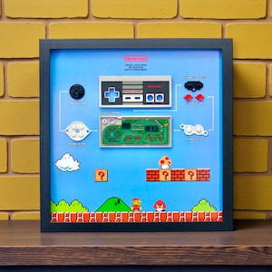 Framed Nintendo NES Controller (Super Mario themed) Disassembled Controller Wall Art