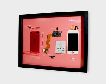 Framed Apple iPod Touch (5th-gen) Disassembled Wall Art, Unique Wall Decor for Offices