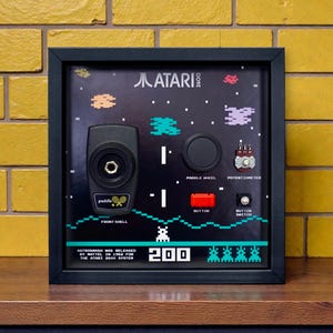 Framed Atari Paddle (AstroSmash themed) Disassembled Controller Wall Art, Decor for Game Room