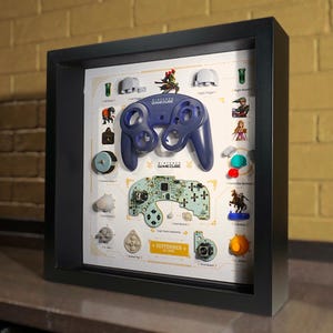 Framed GameCube Disassembled Controller Wall Art, Gaming Decor