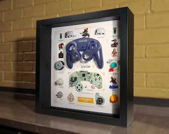 Framed GameCube Disassembled Controller Wall Art, Gaming Decor