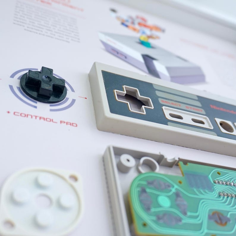 Framed Nintendo NES Controller Disassembled Controller Wall Art, Decor for Game Room image 4