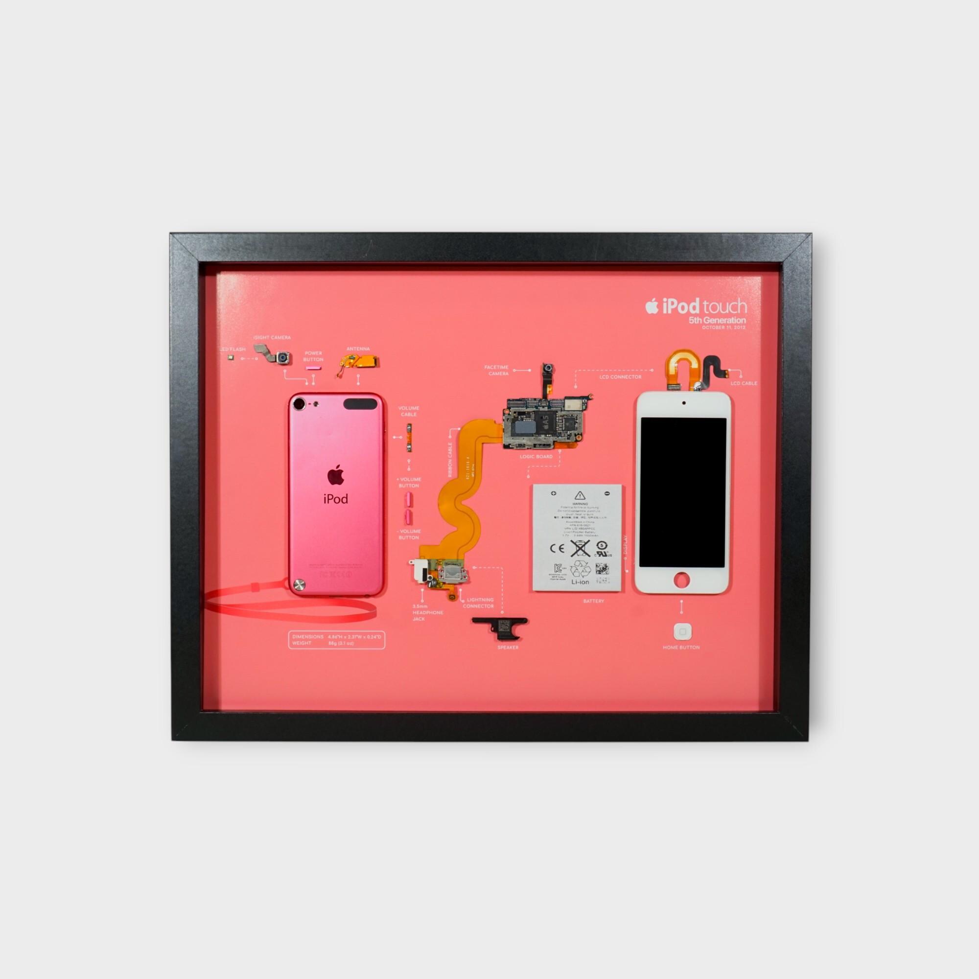 Framed Apple Ipod Touch (5th-gen) Disassembled Wall Art, Unique