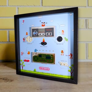 Framed Nintendo NES Controller MegaMix, Disassembled Wall Art, Nintendo Decor for Gamers