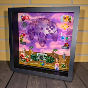 Framed Nintendo 64 Zelda: Ocarina of Time-themed Disassembled Controller Wall Art