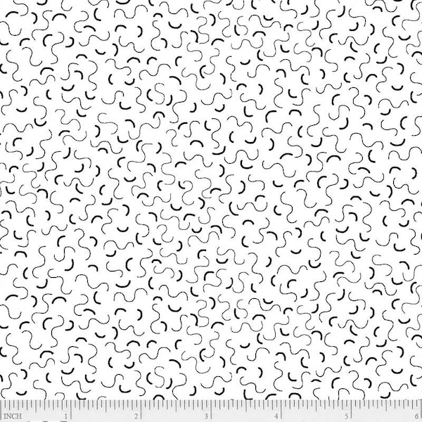 PandB - Salt and Pepper - Black on White - Squiggly Lines -Quilting Fabric - Fabric By The Yard - 100% Cotton - RS&P 4955 WK