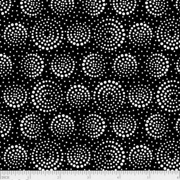 PandB - Salt and Pepper - White on Black- Circles of Dots -Quilting Fabric - Fabric By The Yard - 100% Cotton - RS&P 4951 KW