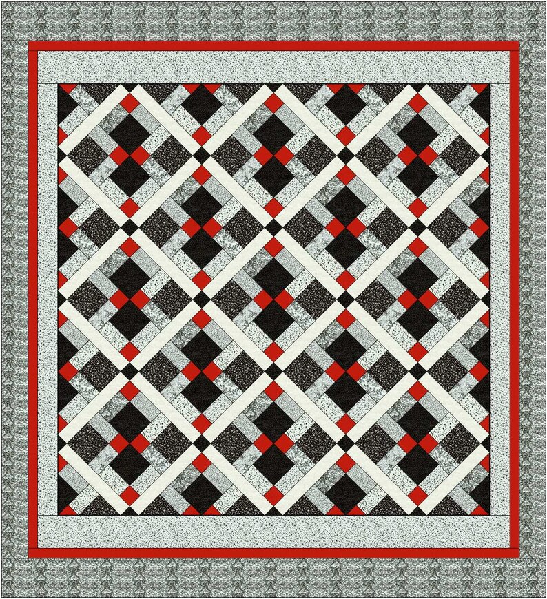 Double/full Size Quilt Pattern Red Black and White Quilt. Etsy Canada
