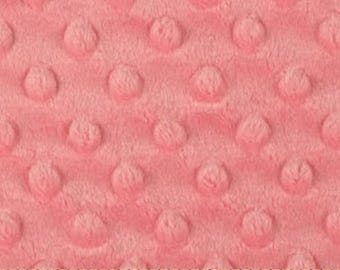 Coral Minky dimple dot cuddle fabric by the yard