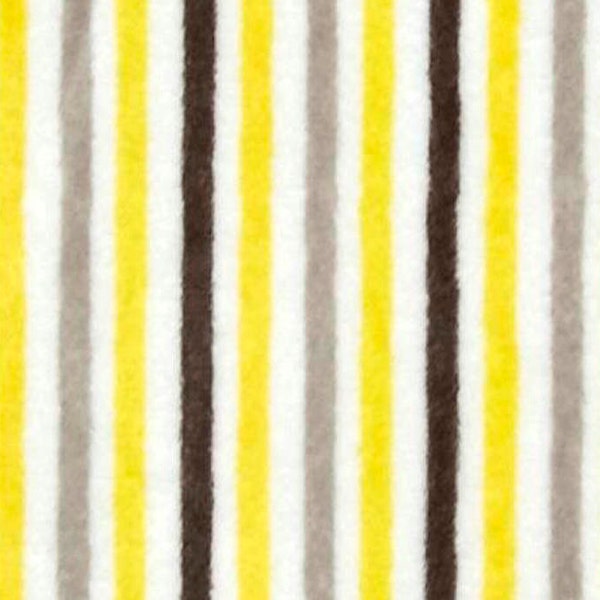 Tissu Minky rayé noir, jaune et gris, jaune et noir, tissu câlin
