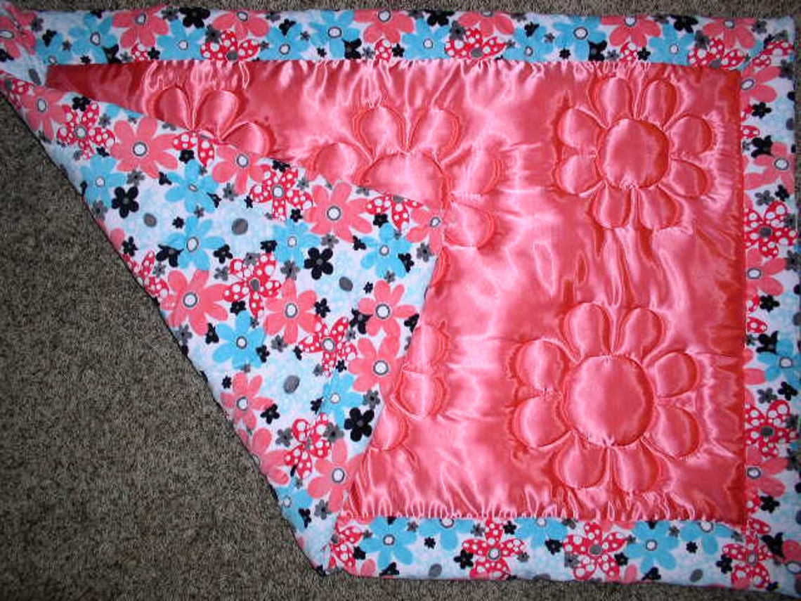 Minky Satin Baby Quilt Crib Quilt Baby Blanket Etsy