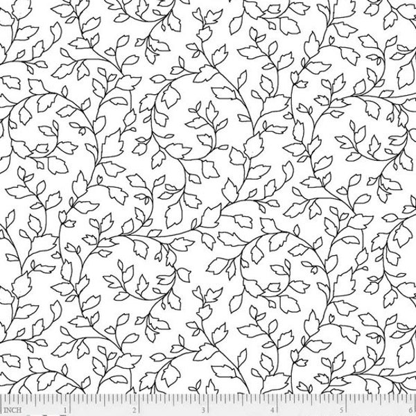 PandB - Salt and Pepper - Black on White- Leaves - Vines -Quilting Fabric - Fabric By The Yard - 100% Cotton - RS&P 4946 WK
