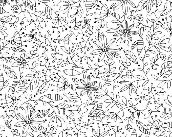 Create Large Floral Arrangement Fabric Moda 1152111, Black and White