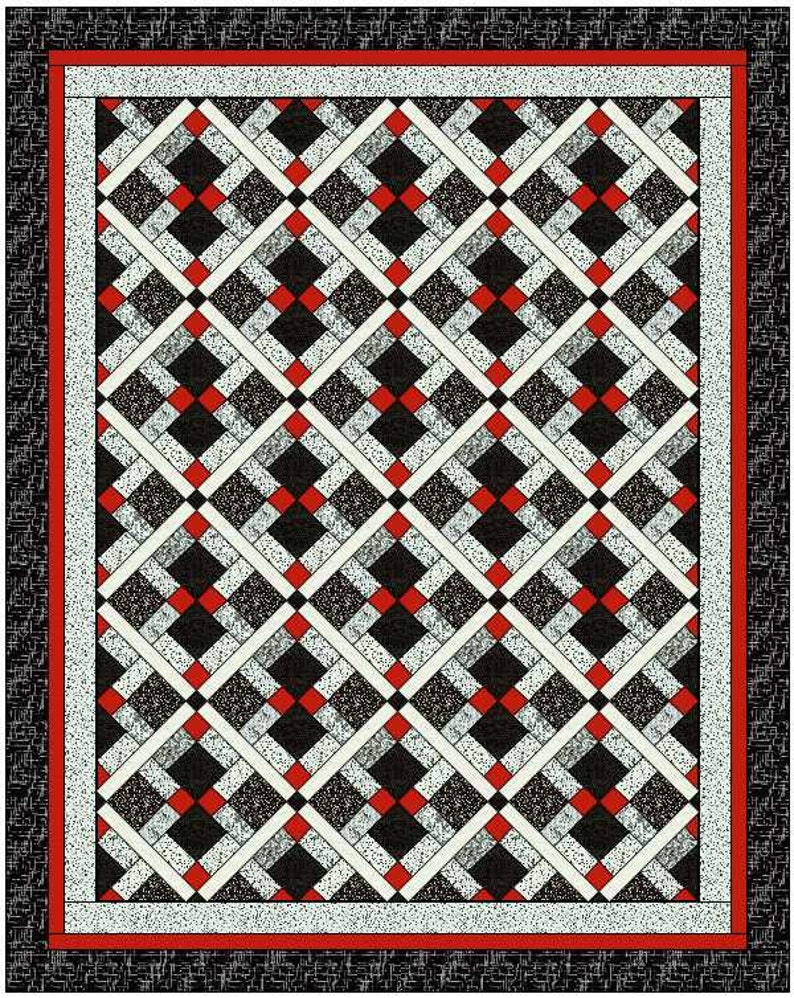 Twin Size Quilt Pattern Finished Size 74 X 93 Red Black and Etsy