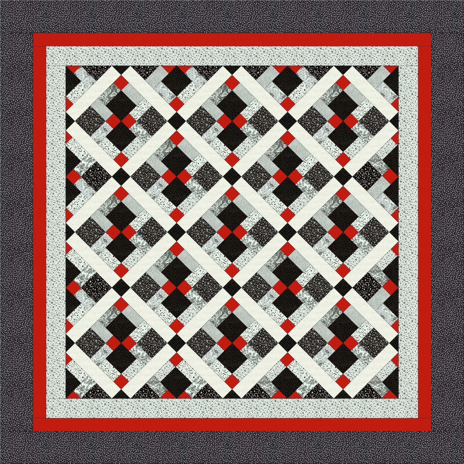 Throw/lap Size Quilt Pattern Finished Size 70 X 70 Red Etsy