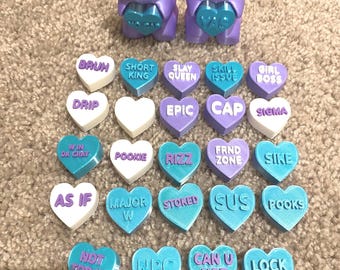 3D-Printed Girls Slang Bear cCickers (Set of 2 bears and 26 hearts)