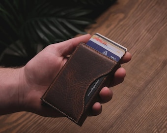 Full Grain Leather MagSafe Wallet - Card Ejector, Slim Phone Wallet