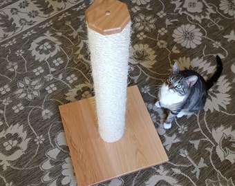 Cat Scratching Post - Solid Red Oak And Sisal - No Tip Design