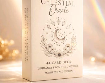 Celestial Oracle Cards Set 44pcs, Tarot Deck, Astrology & Spiritual Cards, Divination Tools
