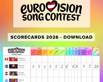 EUROVision 2026 Ergebnisliste | Flaggen und Kategorien | Digitaler Download