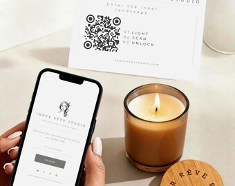 Sacred Amber Candle with 2-Minute DIGITAL RESET | Sea Salt & Orchid Soy Candle for Balance | Luxury Mindfulness Gift | Inner Rêve Studio