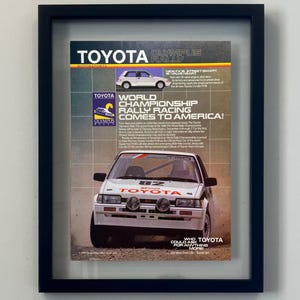 Floating Frame Toyota Corolla FX16 Rally Original Advertisement Magazine Print Wall Decor Framed One of One