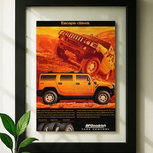 Floating Frame Hummer H2 X BF Goodrich Original Advertisement Magazine Print Wall Decor Framed One of One