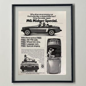 Floating Frame MG Midget Original Advertisement Magazine Print Wall Decor Framed One of One