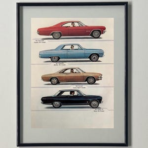 Floating Frame 1965 Chevrolet Coupes Original Advertisement Magazine Print Wall Decor Framed One of One