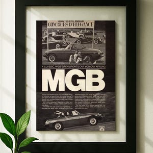 Floating Frame MG MGB Original Advertisement Magazine Print Wall Decor Framed One of One