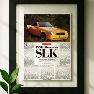Floating Frame Mercedes Benz SLK Original Advertisement Magazine Print Wall Decor Framed One of One
