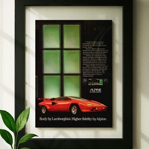 Floating Frame Lamborghini Countach X Alpine Original Advertisement Magazine Print Wall Decor Framed One of One