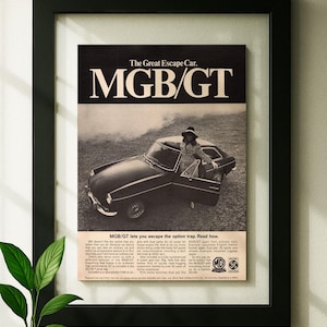 Floating Frame MG MGB GT Original Advertisement Magazine Print Wall Decor Framed One of One