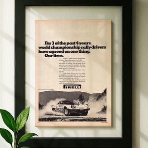 Floating Frame Lancia Stratos Rally X Pirelli Original Advertisement Magazine Print Wall Decor Framed One of One