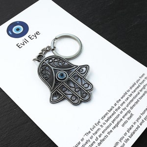 Evil Eye Hamsa Keychain, Hamsa Hand Keyring, Hand Of Fatima, Lucky Keychain, Protective Gift, Spiritual Gift,