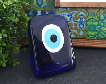 Blue Evil Eye Desktop Ornament, Turkish Nazar Eye Paperweight, Evil Eye Gift, Good Luck Gift, Evil Eye Decor, Lucky Charm, Home Office Gift