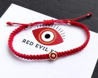 Red String Evil Eye Bracelet, Handmade Good Luck Gift, Protective Friendship Bracelet, Gift for Her, Gift for Him, Turkish Nazar