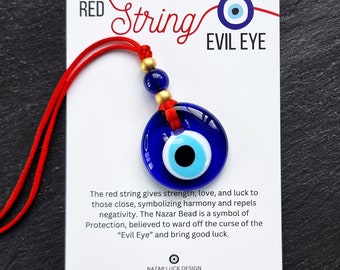 Red String Evil Eye Car Rearview Mirror Amulet Charm, Turkish Nazar Evil Eye Gift, New Home Good Luck Gift, Wall Hanging Decoration, 5.5cm