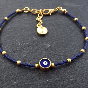 Evil Eye Bracelet, Good Luck Gift, Protect, Lucky, Blue Bracelet, Friendship Bracelet, Gift for Her, Gift for Him, Turkish Eye, Nazar, Navy image 1