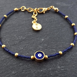 Evil Eye Bracelet, Good Luck Gift, Protect, Lucky, Blue Bracelet, Friendship Bracelet, Gift for Her, Gift for Him, Turkish Eye, Nazar, Navy