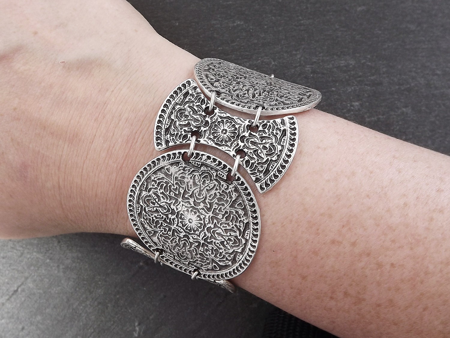 Bracelet Ottoman En Argent Sterling - Occasion - Bijou Ethnique Vintage