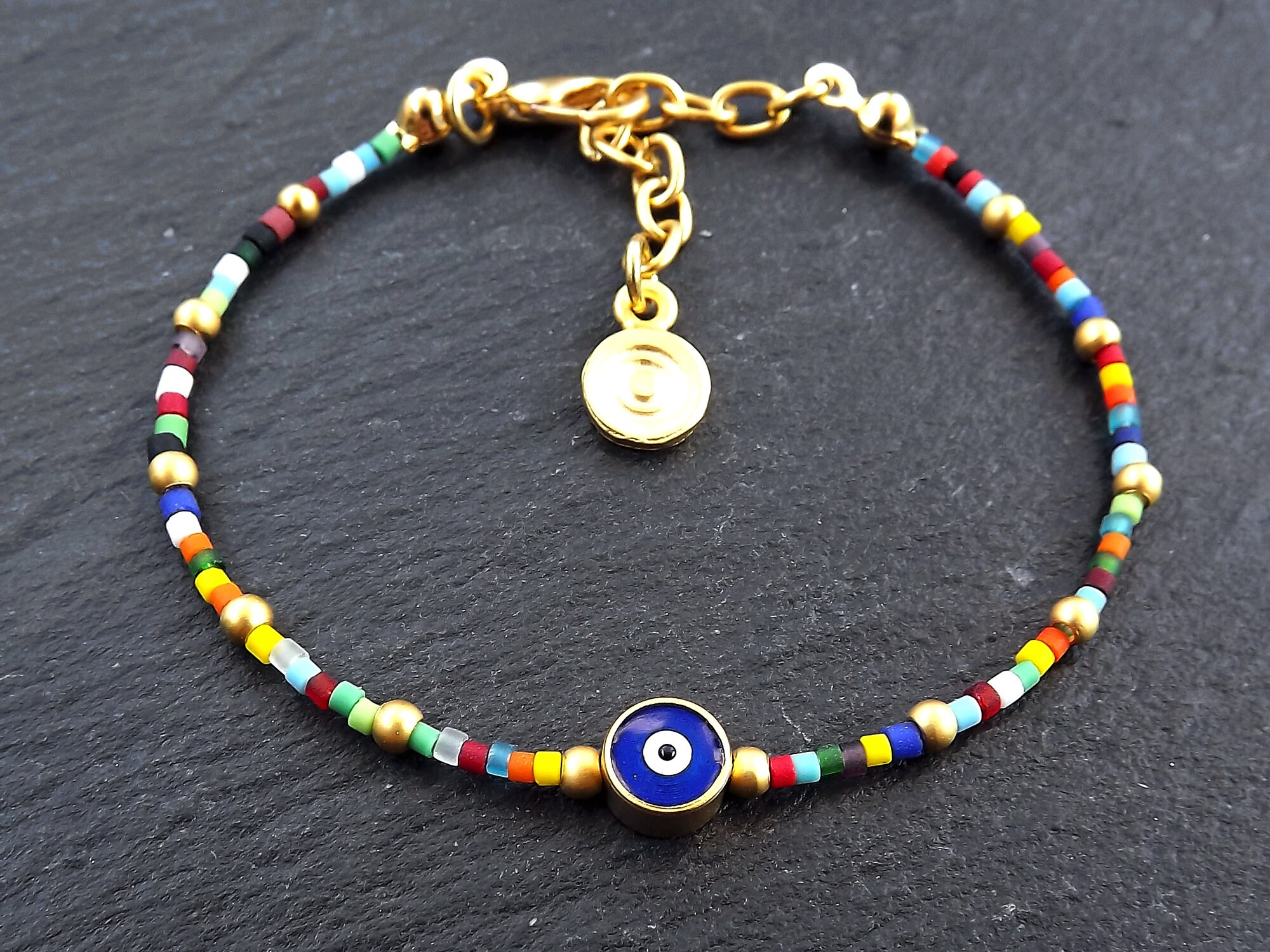 Evil Eye Bracelet Good Luck Gift Protect Lucky Rainbow Etsy