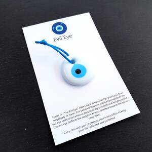 White Blue Evil Eye Bead Gift, Evil Eye Charm, Turkish Nazar Protective Talisman, Good Luck, Wedding Favor, Lucky Charm, Maui Blue String