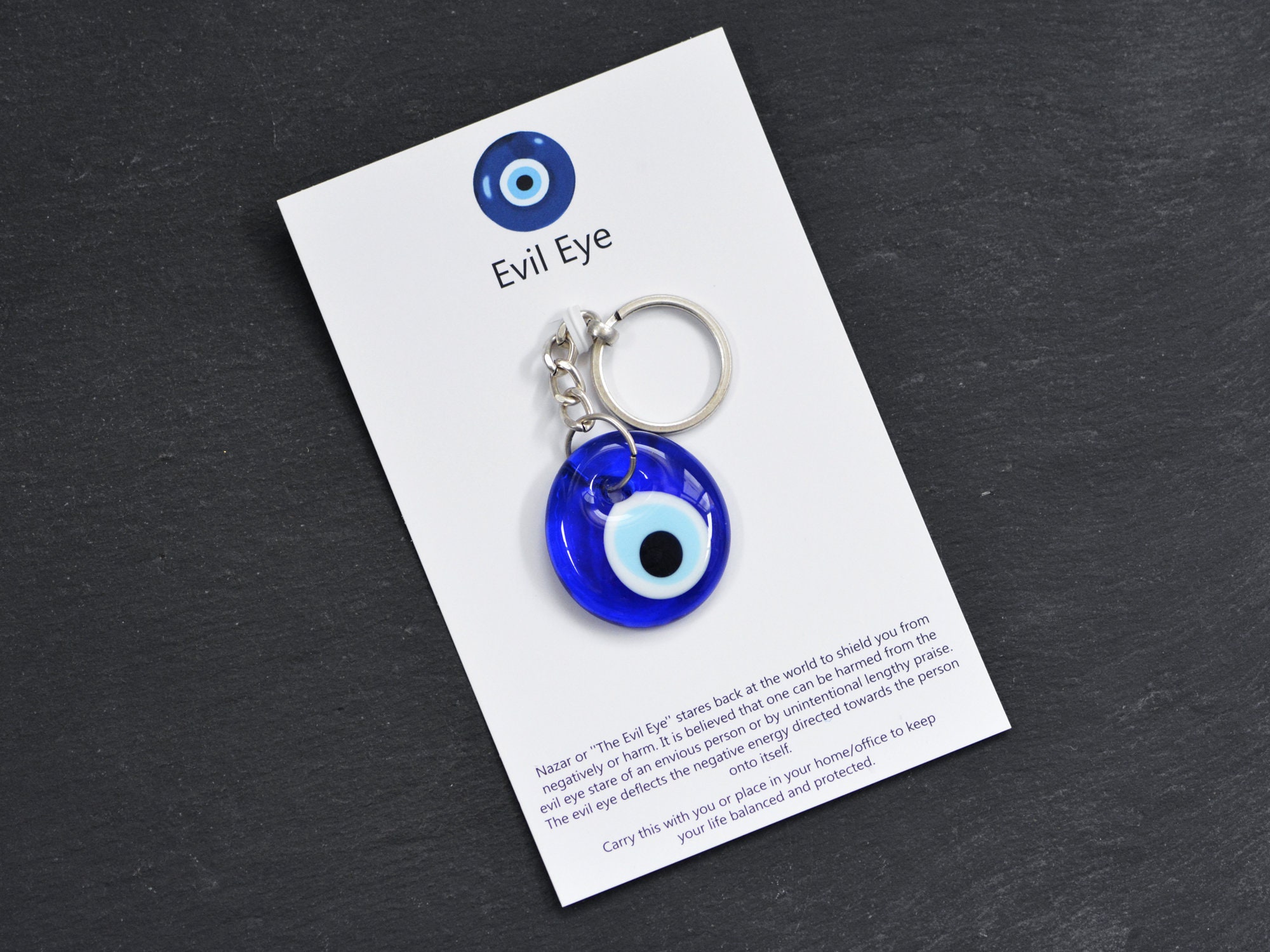 Blue Eye Amulet, Blue Evil Eye Keychain Key Ring Turkish Glass Lucky Protection Hanging Ornament For Girls Women Friends Family Key Bag Decor